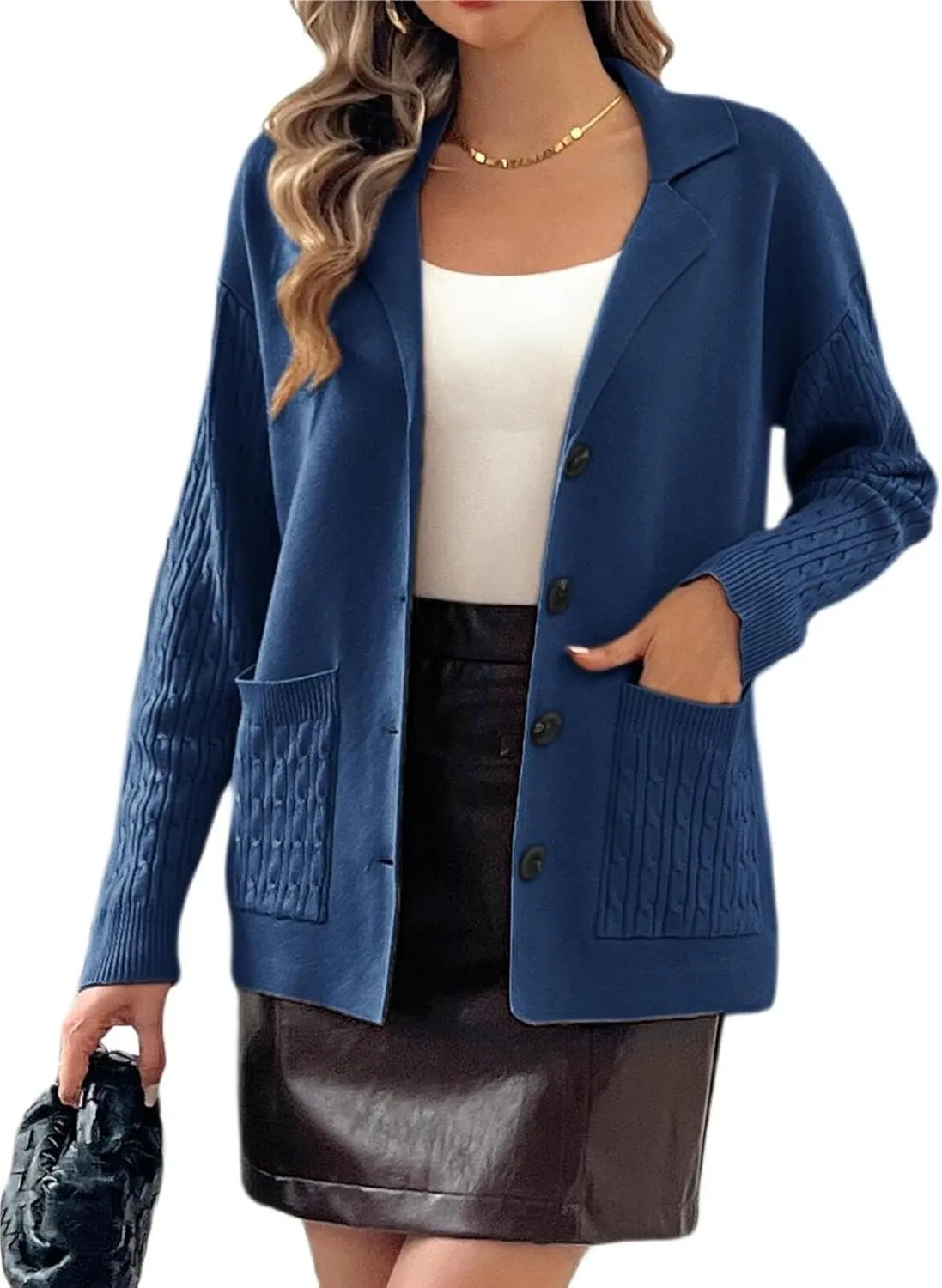 Kate Kasin Women Sweater Blazer Casual Office Business Work Jacket Knit Blazer Sweater Coat S-2xl