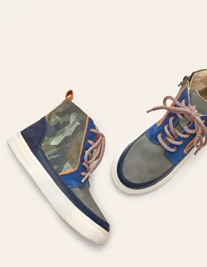 Leather Lace Up Boots-Khaki Camo