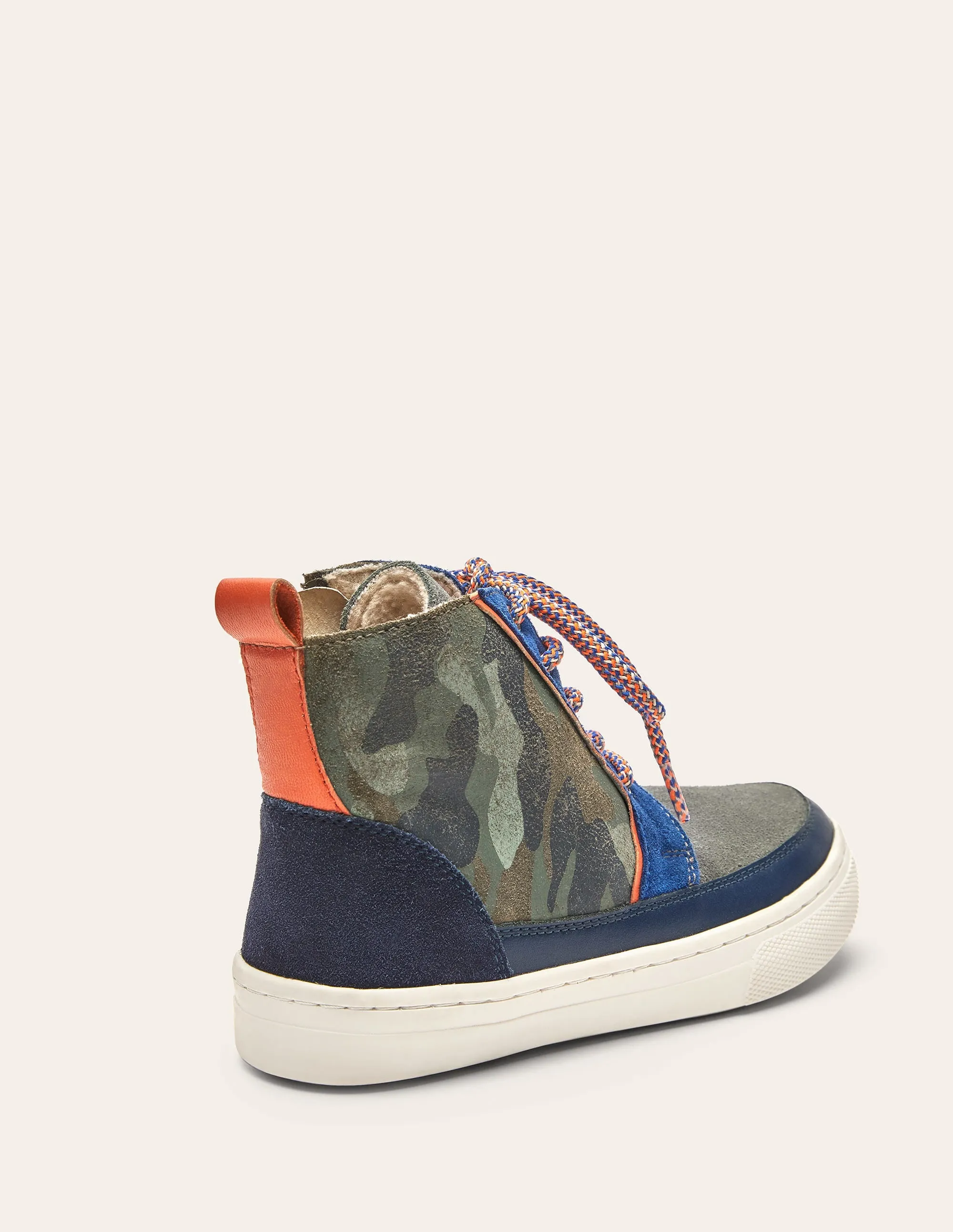 Leather Lace Up Boots-Khaki Camo