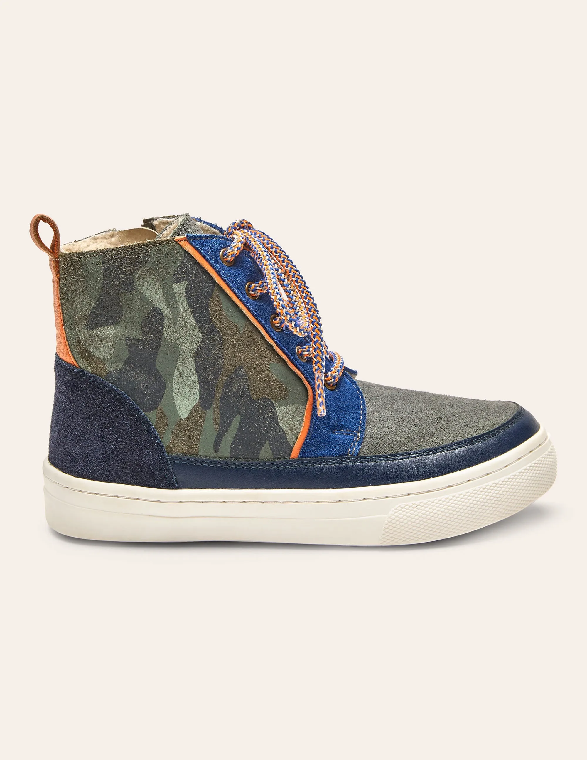 Leather Lace Up Boots-Khaki Camo