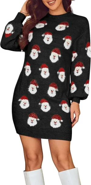 Lesmart Womens Ugly Christmas Sweater Funny Santa Funny Xmas Holiday Party Knitted Pullover