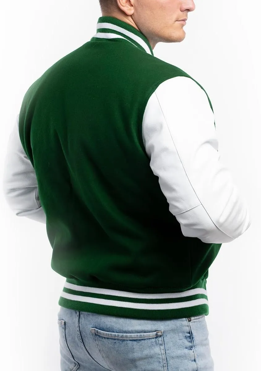 Letterman Jacket (16 Color Options) S to 5XL (Wool, Leather Sleeves)