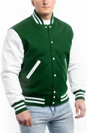 Letterman Jacket (16 Color Options) S to 5XL (Wool, Leather Sleeves)