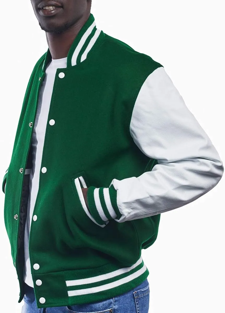 Letterman Jacket (16 Color Options) S to 5XL (Wool, Leather Sleeves)