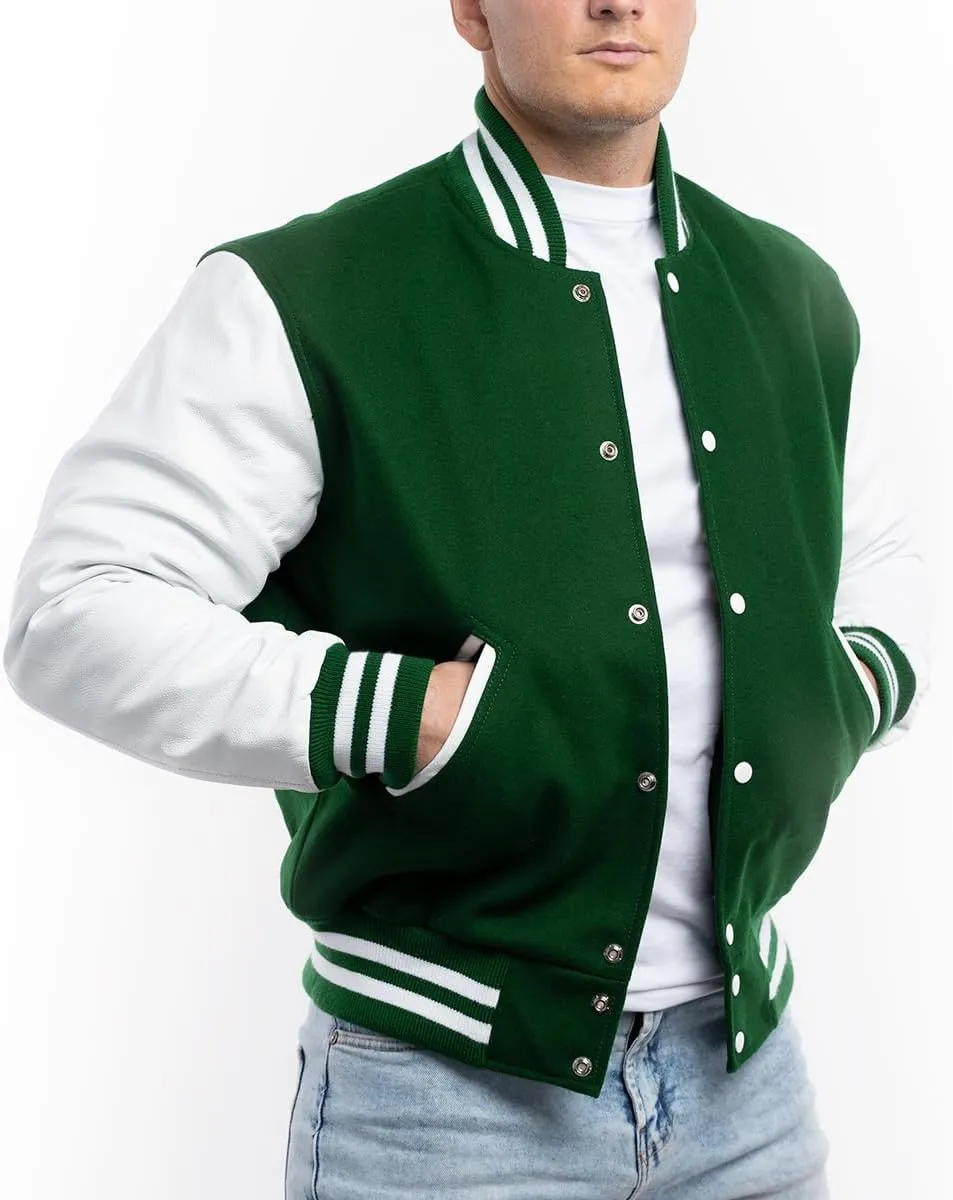 Letterman Jacket (16 Color Options) S to 5XL (Wool, Leather Sleeves)