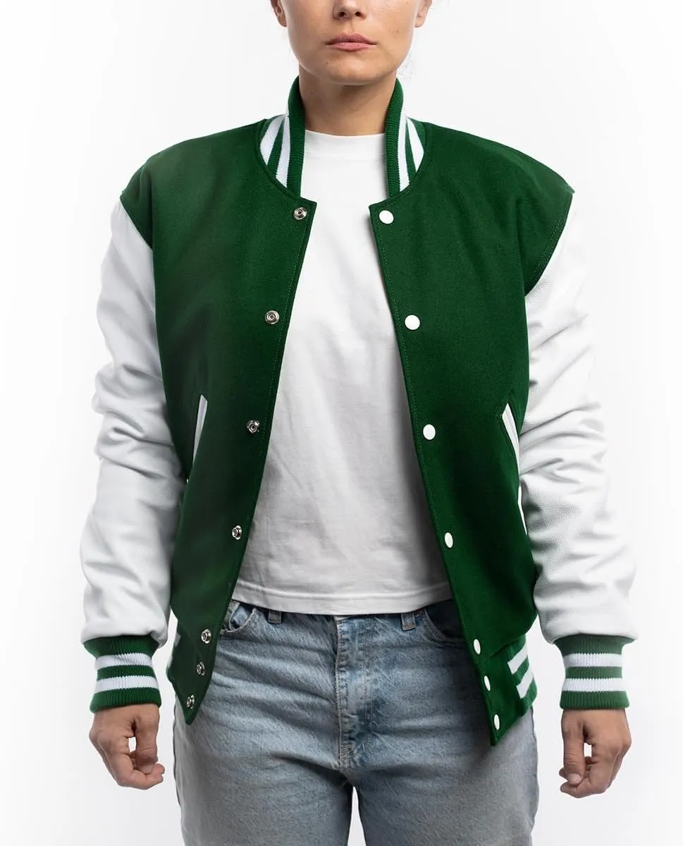 Letterman Jacket (16 Color Options) S to 5XL (Wool, Leather Sleeves)