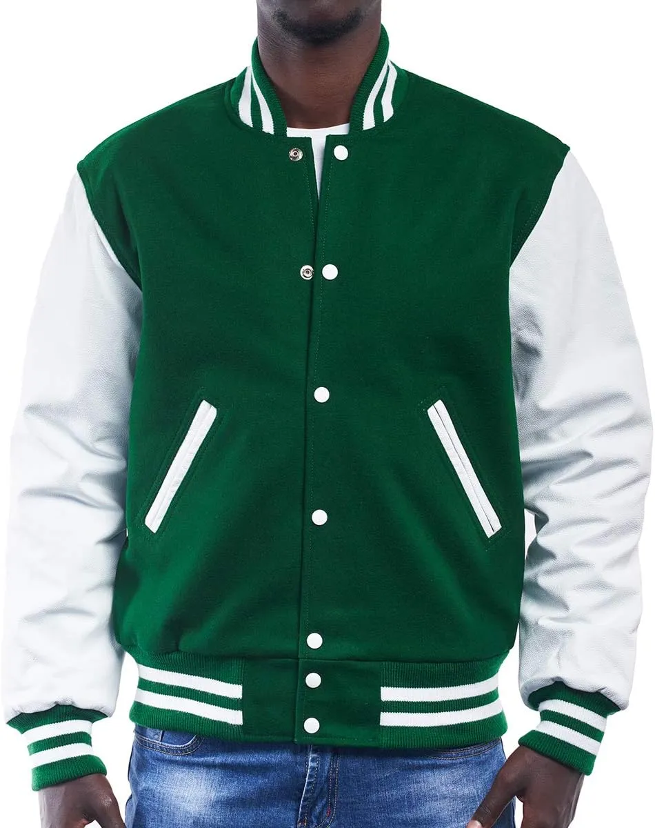 Letterman Jacket (16 Color Options) S to 5XL (Wool, Leather Sleeves)