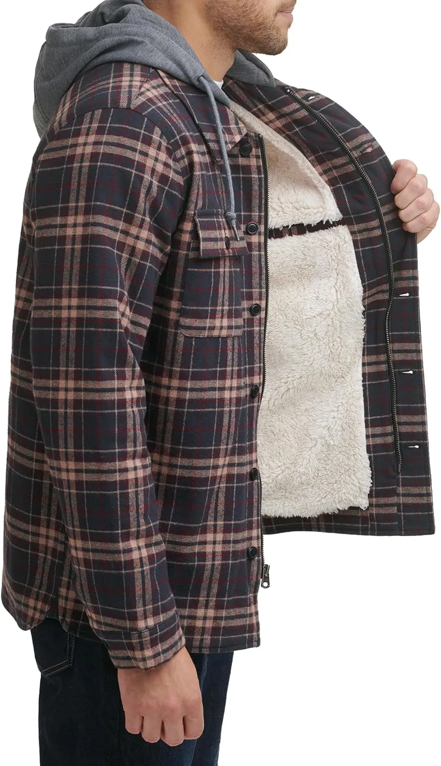 Levi's Men's Plaid Sherpa Lined Hooded Shirt Jacket (Regular & Big & Tall Sizes)