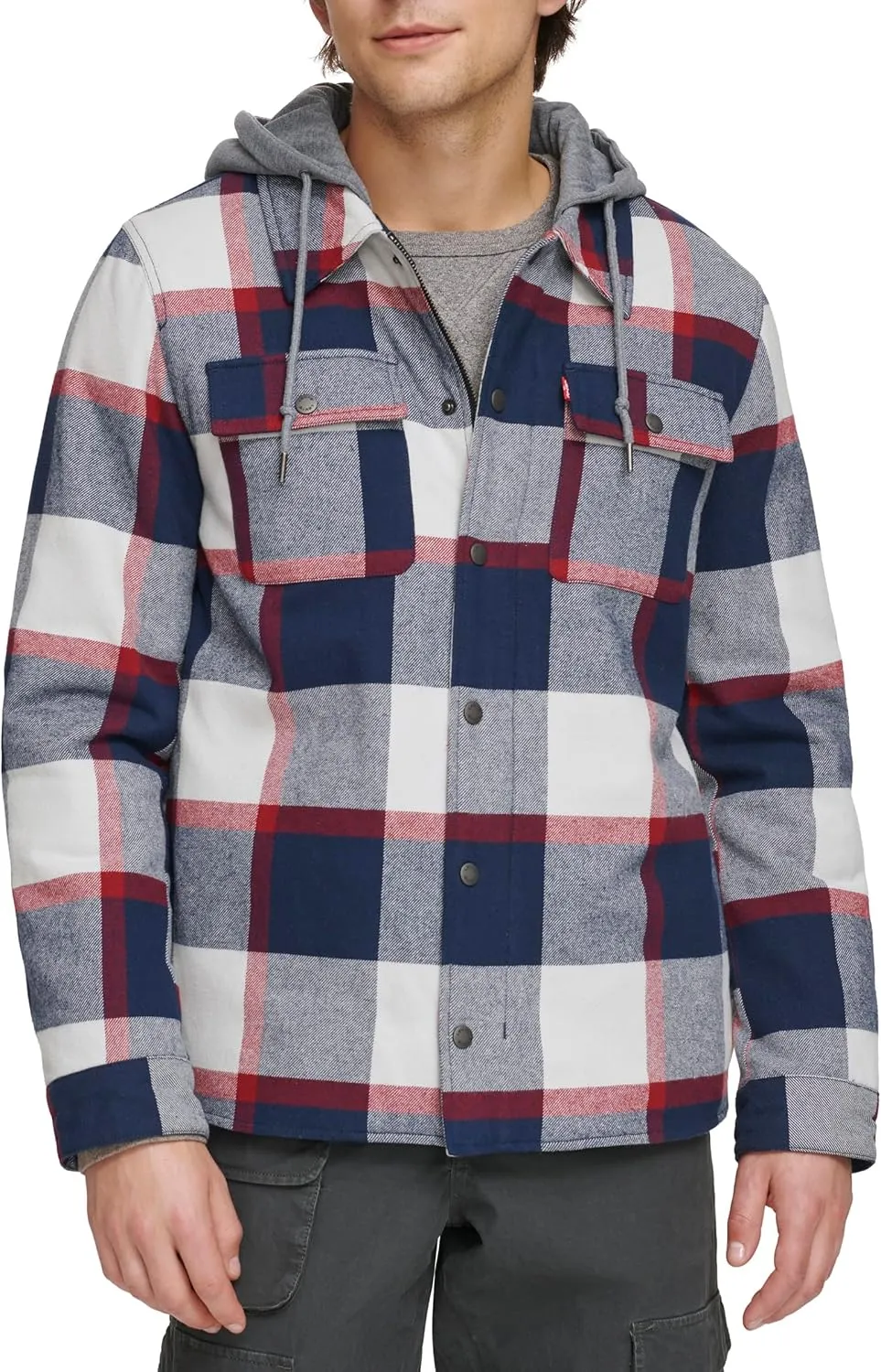 Levi's Men's Plaid Sherpa Lined Hooded Shirt Jacket (Regular & Big & Tall Sizes)