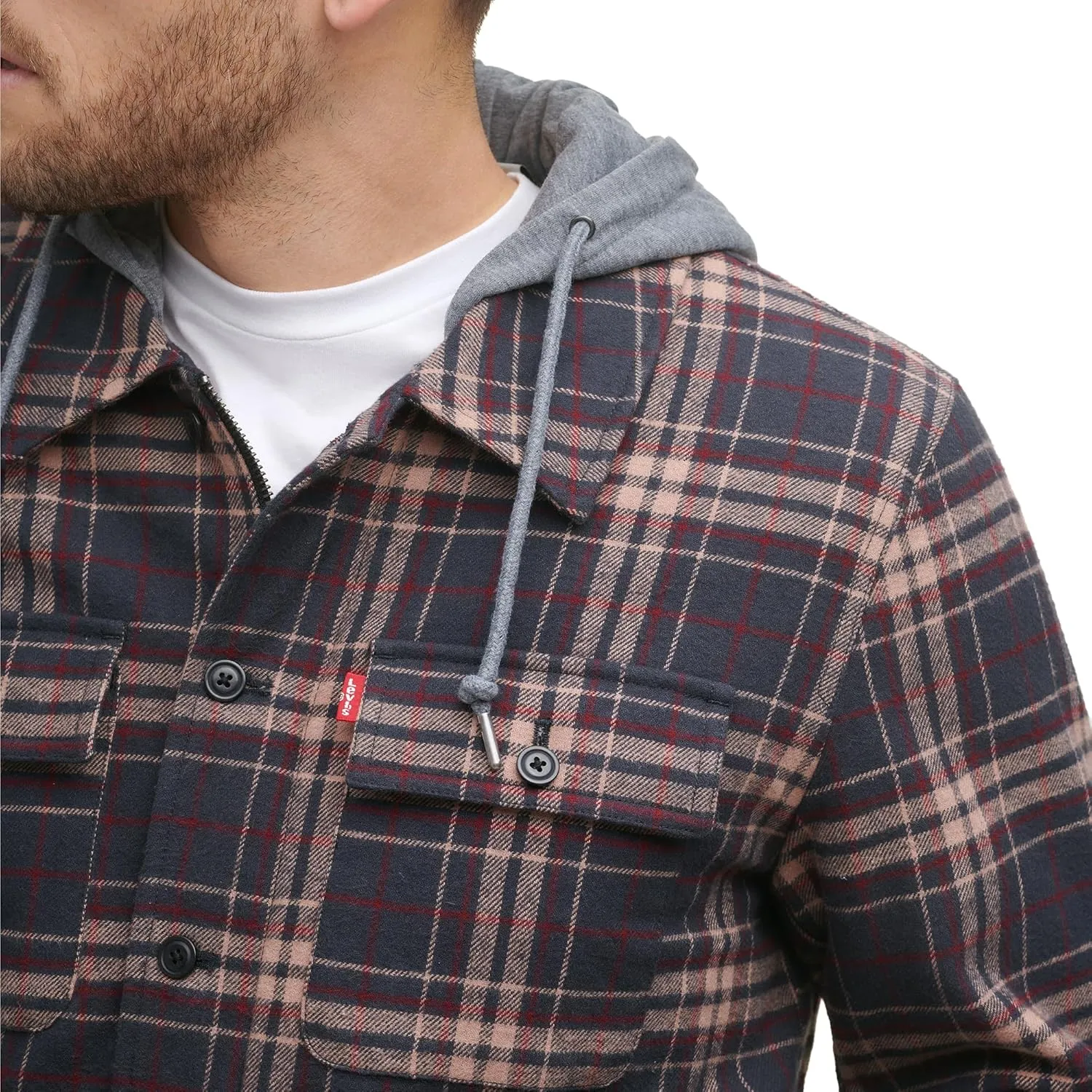 Levi's Men's Plaid Sherpa Lined Hooded Shirt Jacket (Regular & Big & Tall Sizes)
