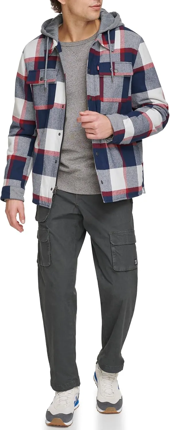 Levi's Men's Plaid Sherpa Lined Hooded Shirt Jacket (Regular & Big & Tall Sizes)