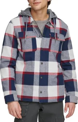 Levi's Men's Plaid Sherpa Lined Hooded Shirt Jacket (Regular & Big & Tall Sizes)