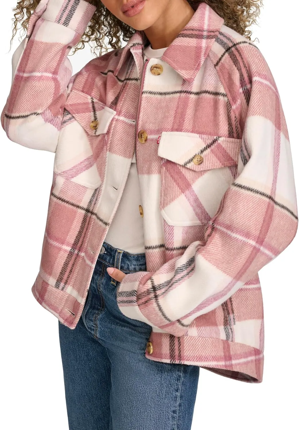 Levi's Women's Zoe Relaxed Wool Plaid Shirt Jacket