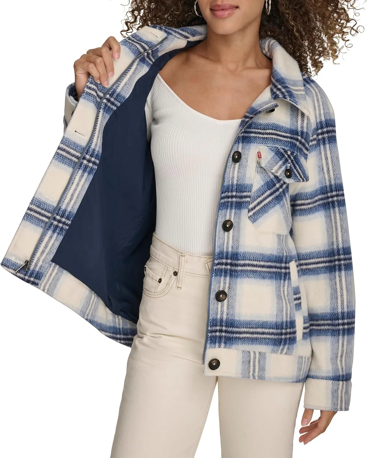 Levi's Women's Zoe Relaxed Wool Plaid Shirt Jacket