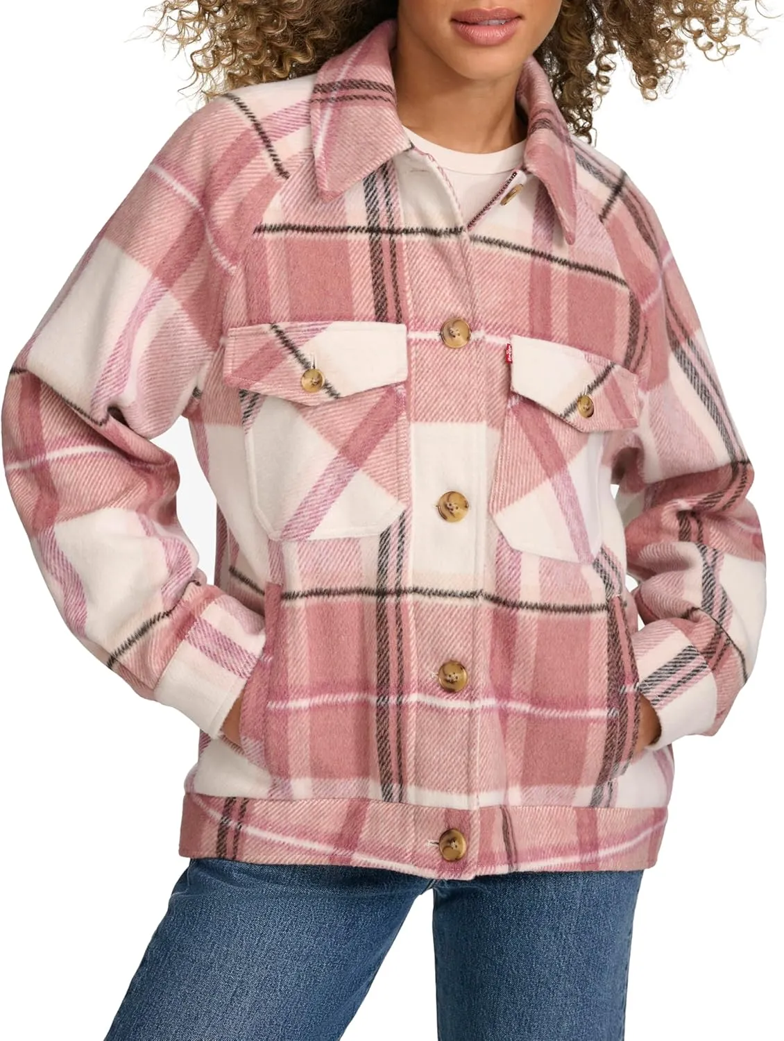 Levi's Women's Zoe Relaxed Wool Plaid Shirt Jacket