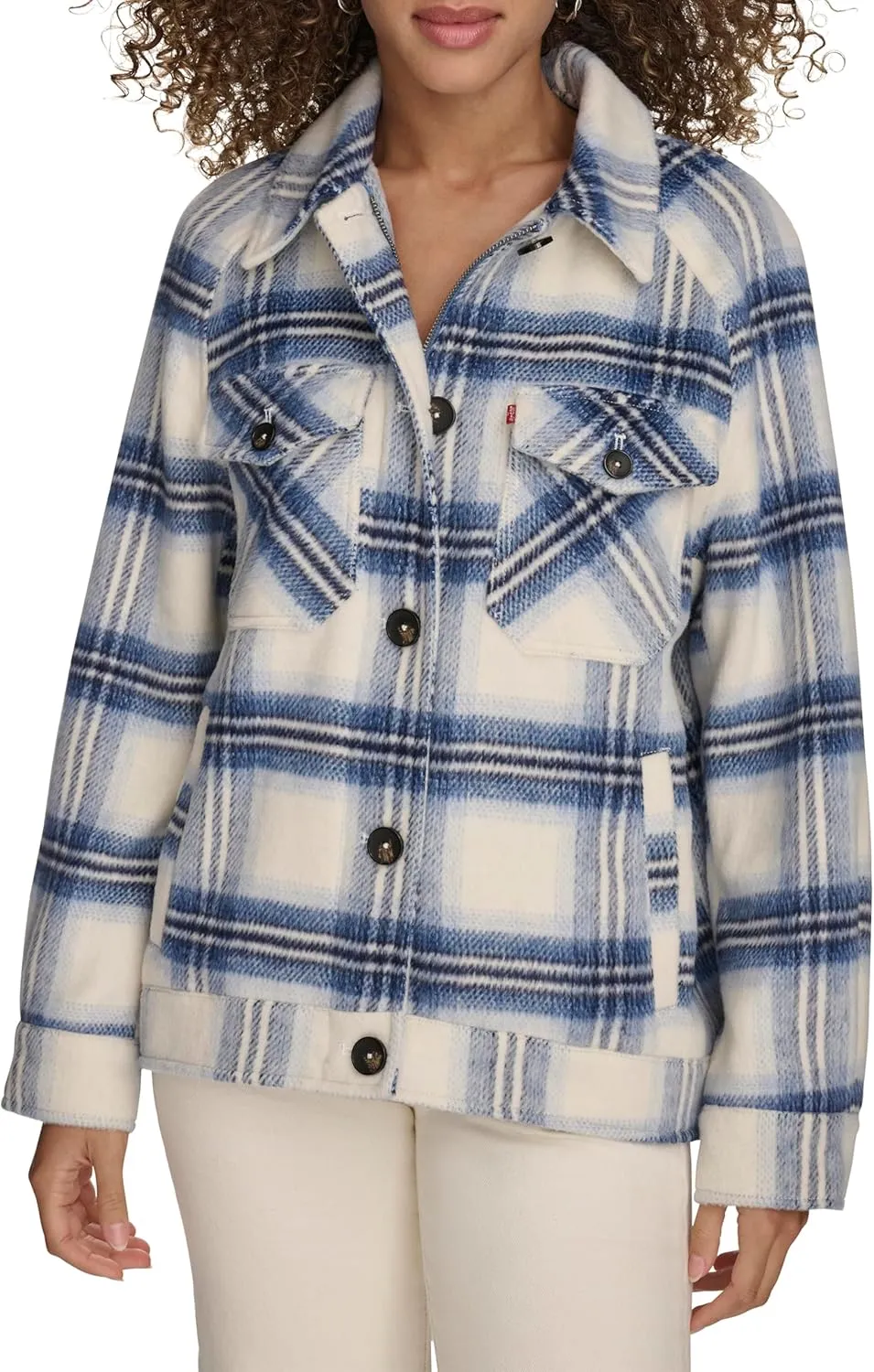 Levi's Women's Zoe Relaxed Wool Plaid Shirt Jacket