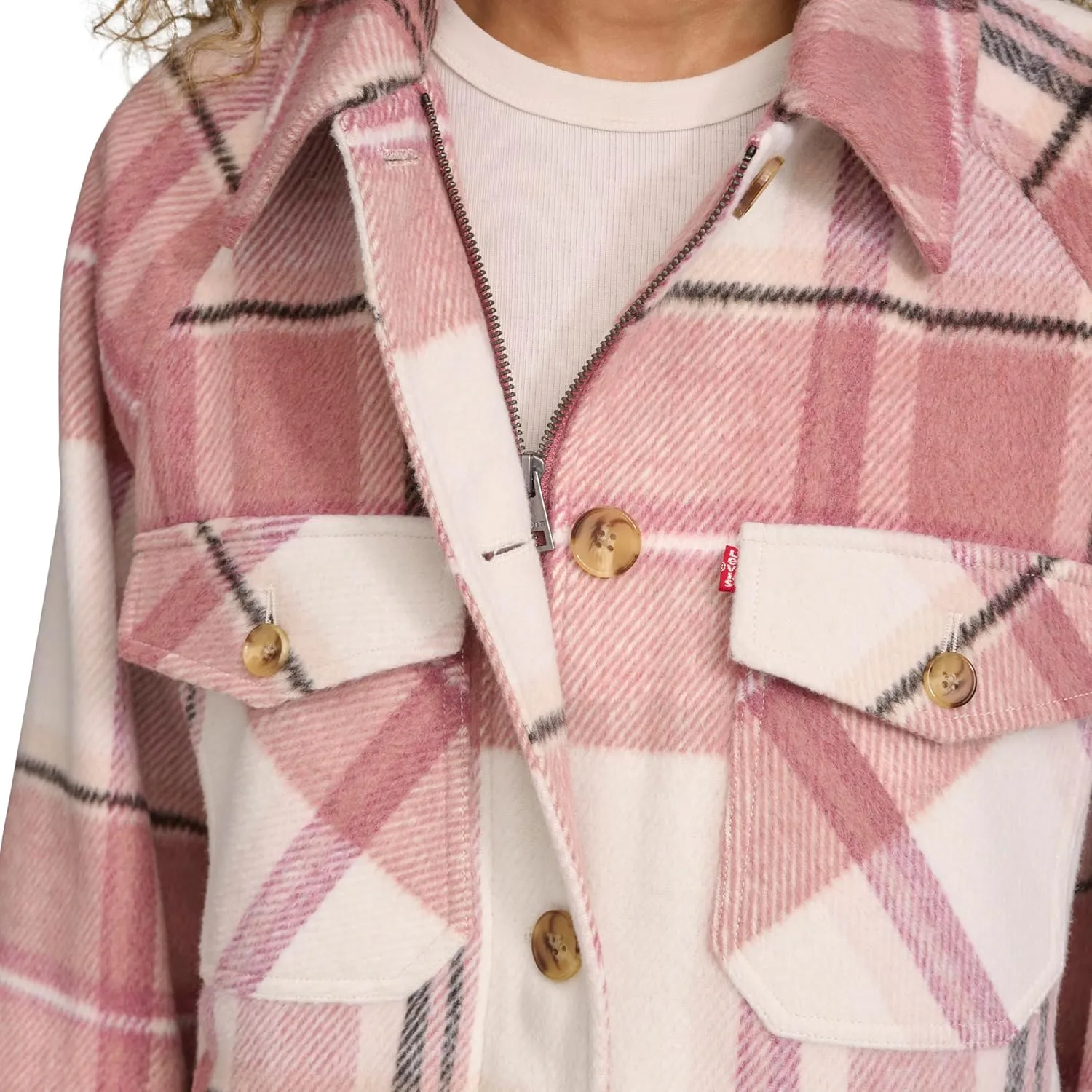 Levi's Women's Zoe Relaxed Wool Plaid Shirt Jacket