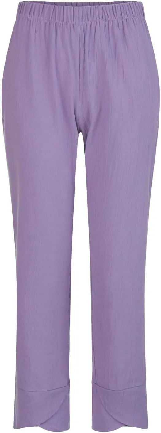 Linen Capri Pants Womens Casual Summer Trendy Elastic Waist Loose Trouser Lounge Athletic Yoga Pants Beach Plus Size