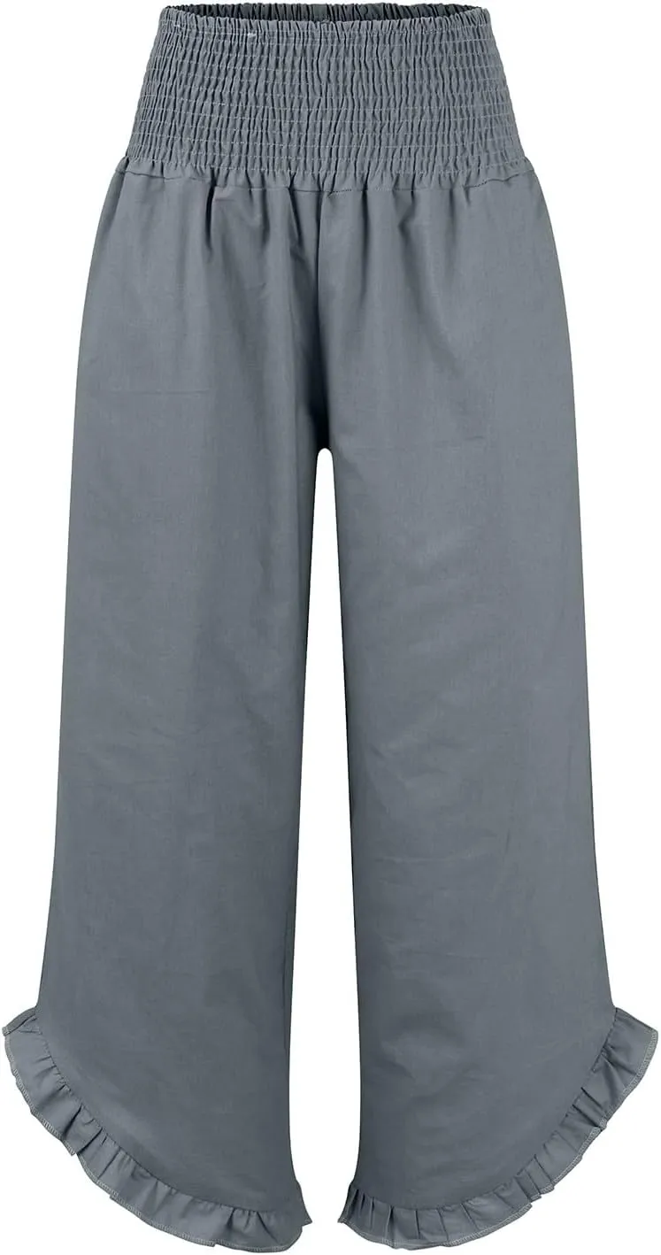 Linen Cotton Cargo Pants Slit Baggy Waist,Women's Sweatpants Casual, High Waisted Straight Leg Work