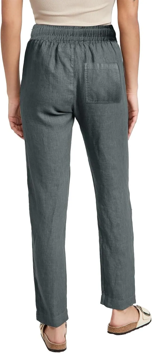 Linen Pants for Women 2025 Summer Drawstring Pants Casual Loose Wide Leg Lounge Trousers for Beach Travel Vacation