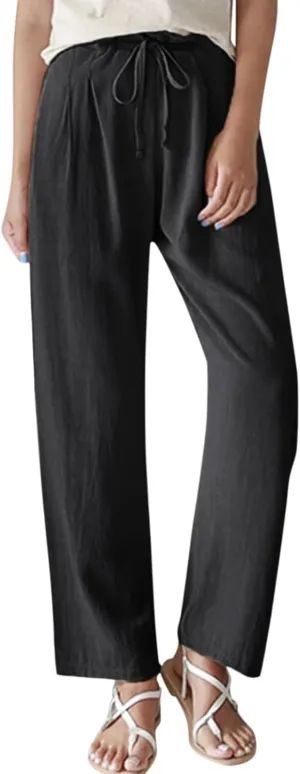 Linen Trouser Summer Wide Leg Linen Pants for Women Work Wide Leg Cotton Lounge Pant Petite