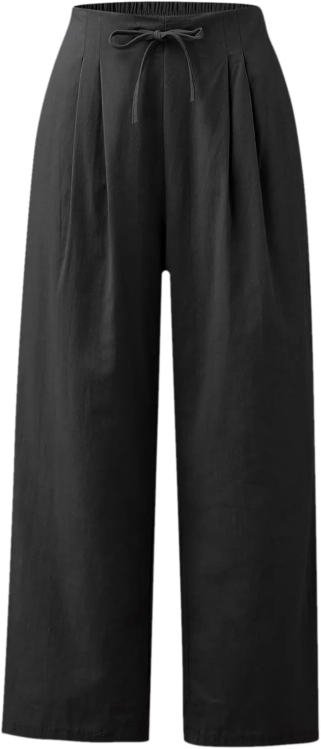 Linen Trouser Summer Wide Leg Linen Pants for Women Work Wide Leg Cotton Lounge Pant Petite