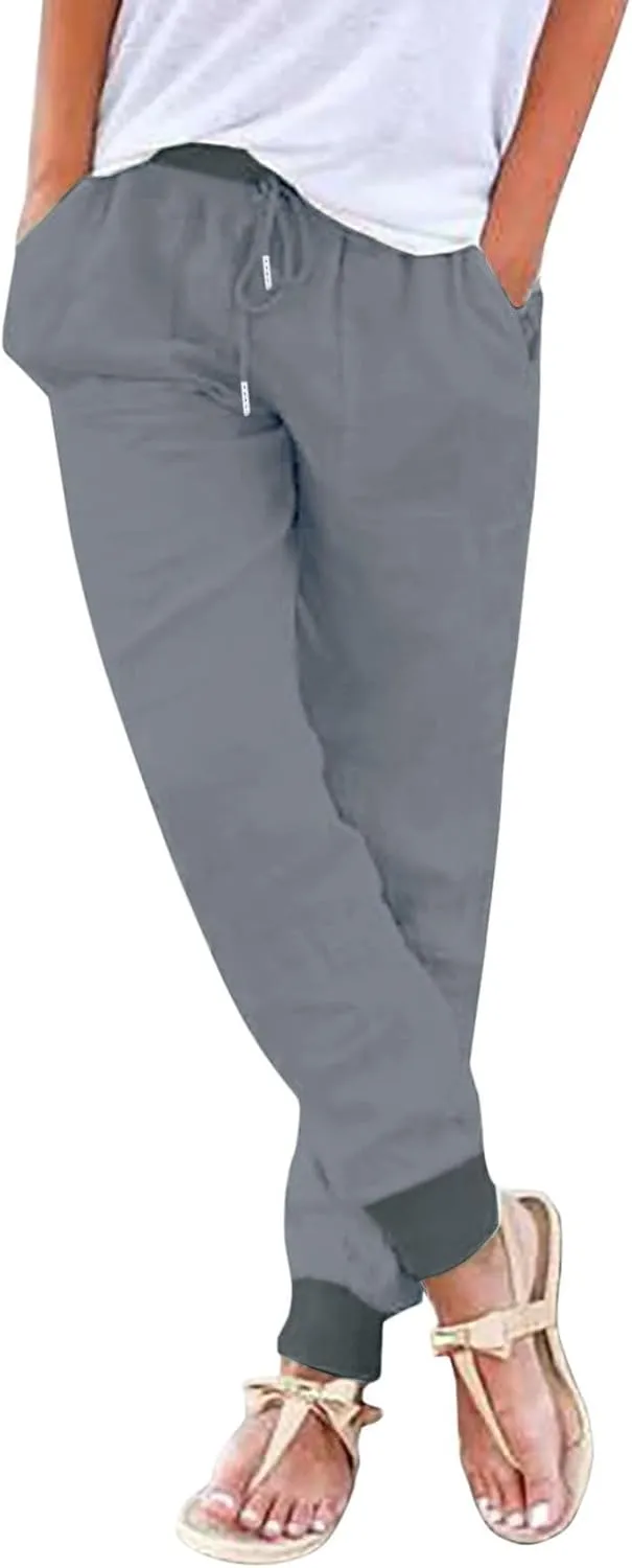 Linen Trouser Summer Wide Leg Linen Pants for Women Work Wide Leg Cotton Lounge Pant Petite