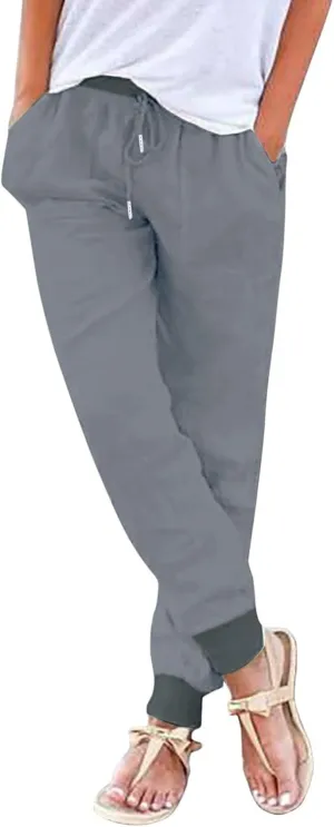 Linen Trouser Summer Wide Leg Linen Pants for Women Work Wide Leg Cotton Lounge Pant Petite
