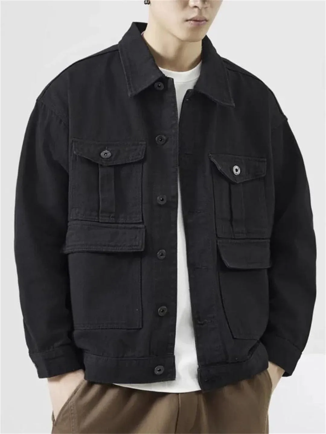 Man Denim Jackets Cargo Coat For Men Blazer Distressed Slim Denim Jacket Coat