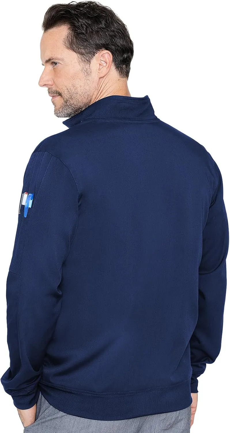 Med Couture Men's Warm-Up Jacket with 3 Pockets, Zip Front Closure and 2-Way Stretch Fabric - MC7678