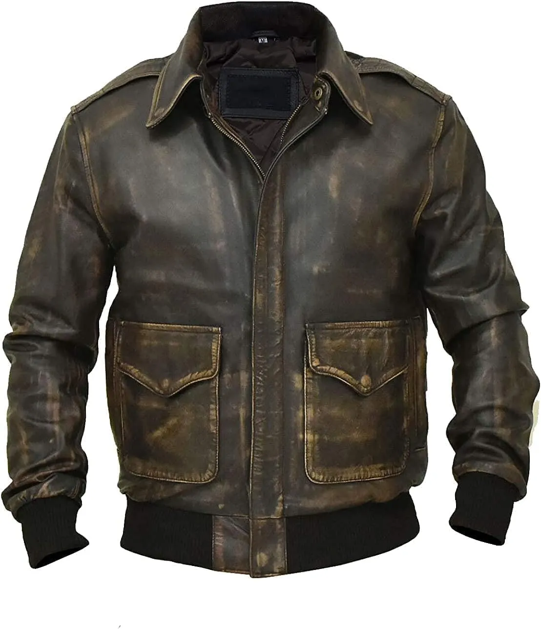 Mens Air Force A2 Bomber Jacket WWII Aviator Flight USAAF Brown Leather Pilot Jacket