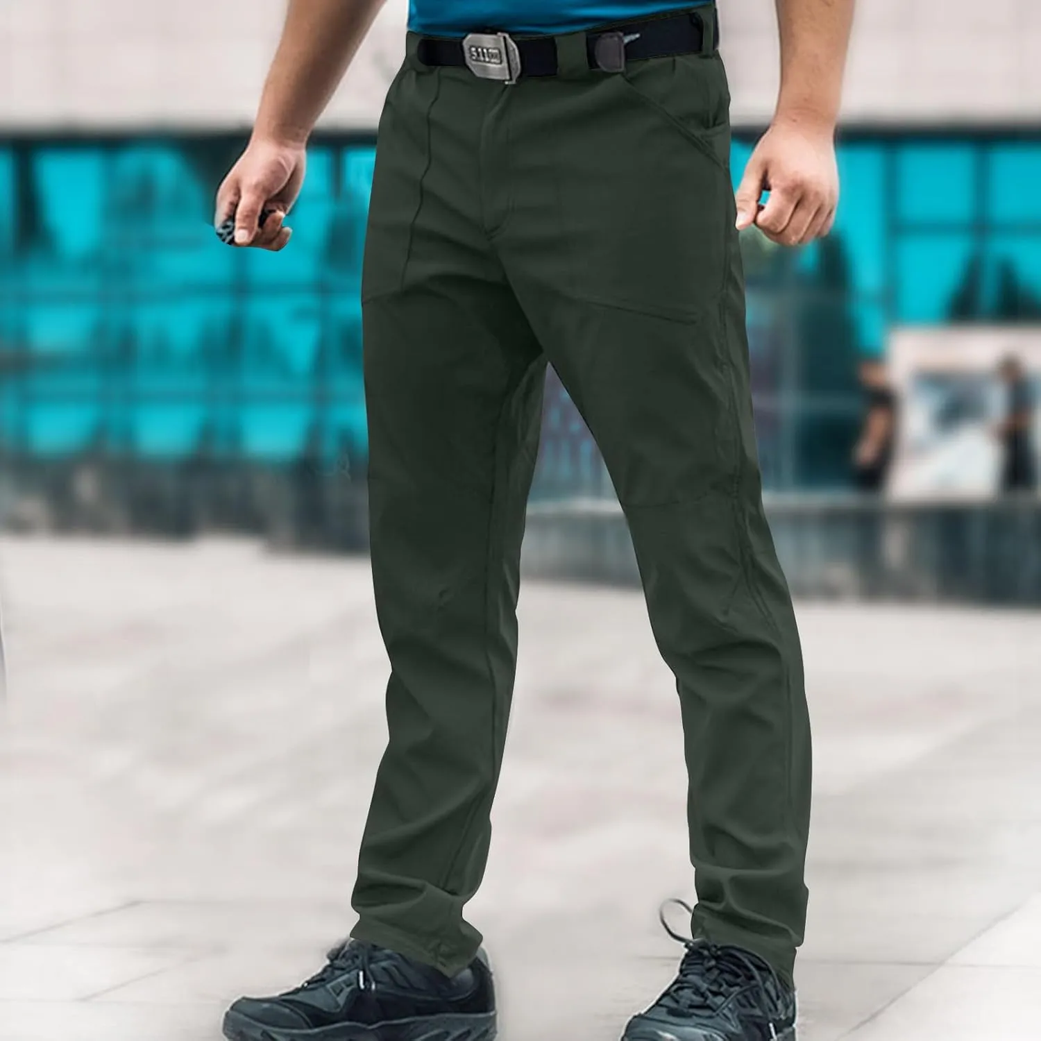 Mens Cargo Slim Fit Stretch Pants Button Zipper Classic Dressy Business Office Trousers Going Out Travel Long Pant