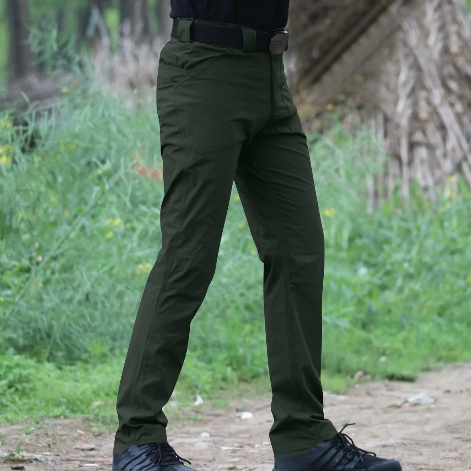 Mens Cargo Slim Fit Stretch Pants Button Zipper Classic Dressy Business Office Trousers Going Out Travel Long Pant