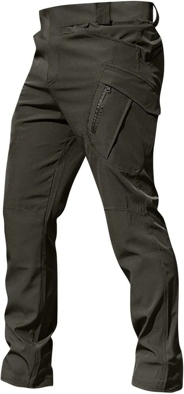 Mens Casual Hiking Pants with Zipper Pockets Lightweight Cotton Outdoor Tactical Pants for Men