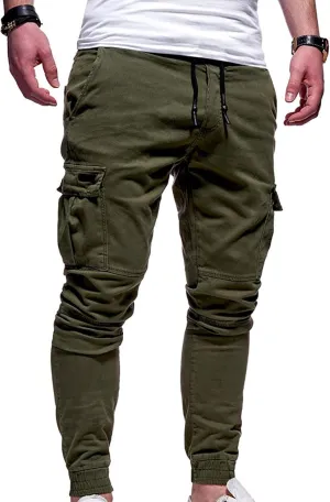 Mens Casual Joggers Pants Slim Fit Stretch Drawstring Cargo Pants Hiking Outdoor Track Jogging Sweatpants