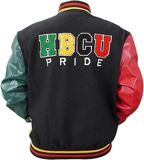 Men's Donovan Multicolor Varsity Mitchell Letterman Patches Pride Wool & Faux Leather Basketball Jacket