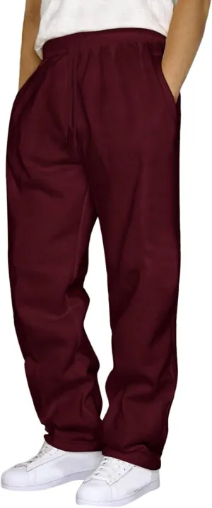 Mens Heavyweight Fleece Cargo Sweatpants, Baggy Drawstring Elastic Waist Pockets Loose Jogger Athletic Pants