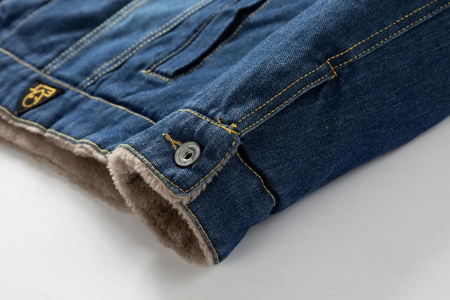 Men'S Jean Jacket Casual Loose Button Lapel Sherpa Fleece Lined Thicken Trucker Jacket Coats