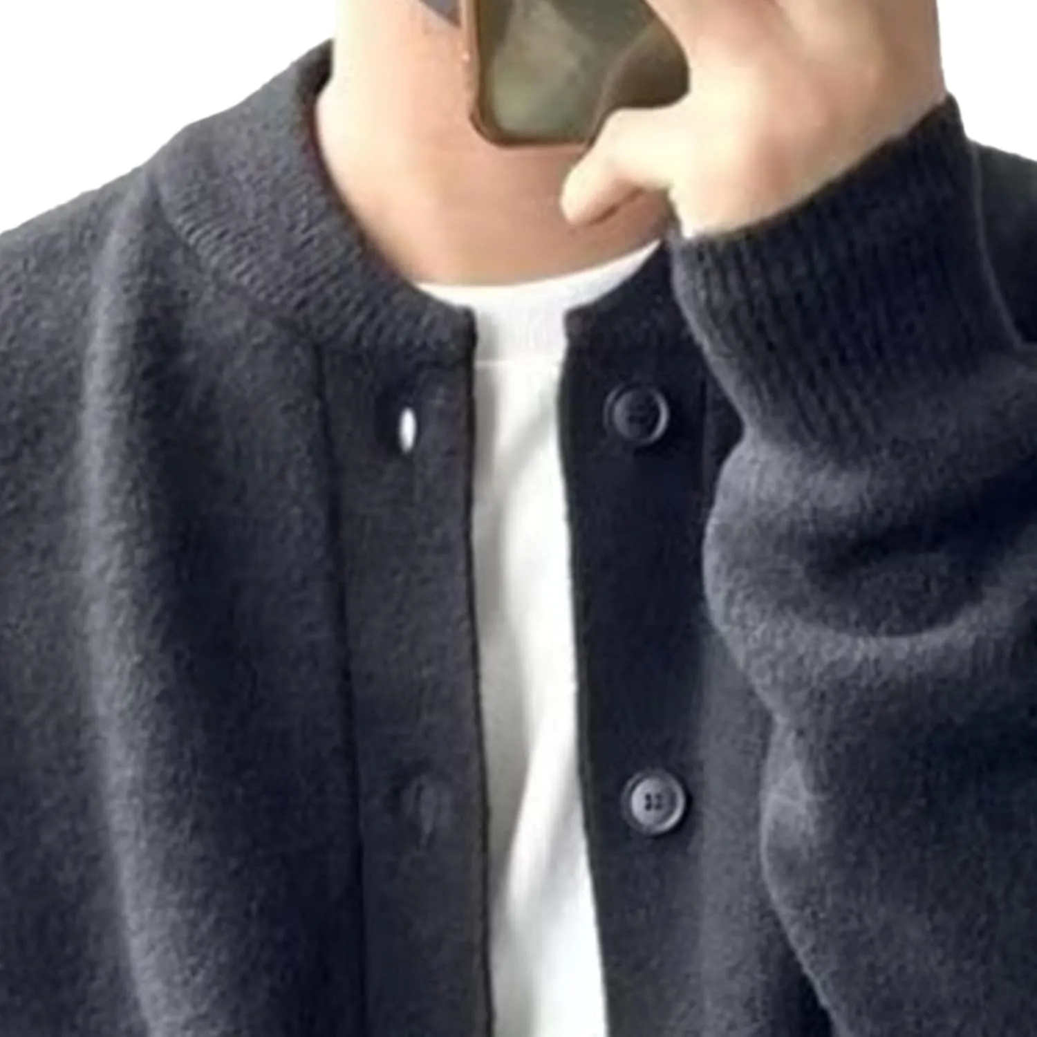 Men's Loose Fit Button Down Sweater Knitted Crew Neck Casual Sweater Cardigan Fashion Long Sleeve Sweaters
