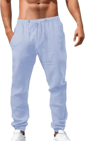 Mens Pants Casual Cotton 2025 Loose Fit Lightweight Trendy Beach Pant Big and Tall Outdoor Fashion Relax Fit Outfits