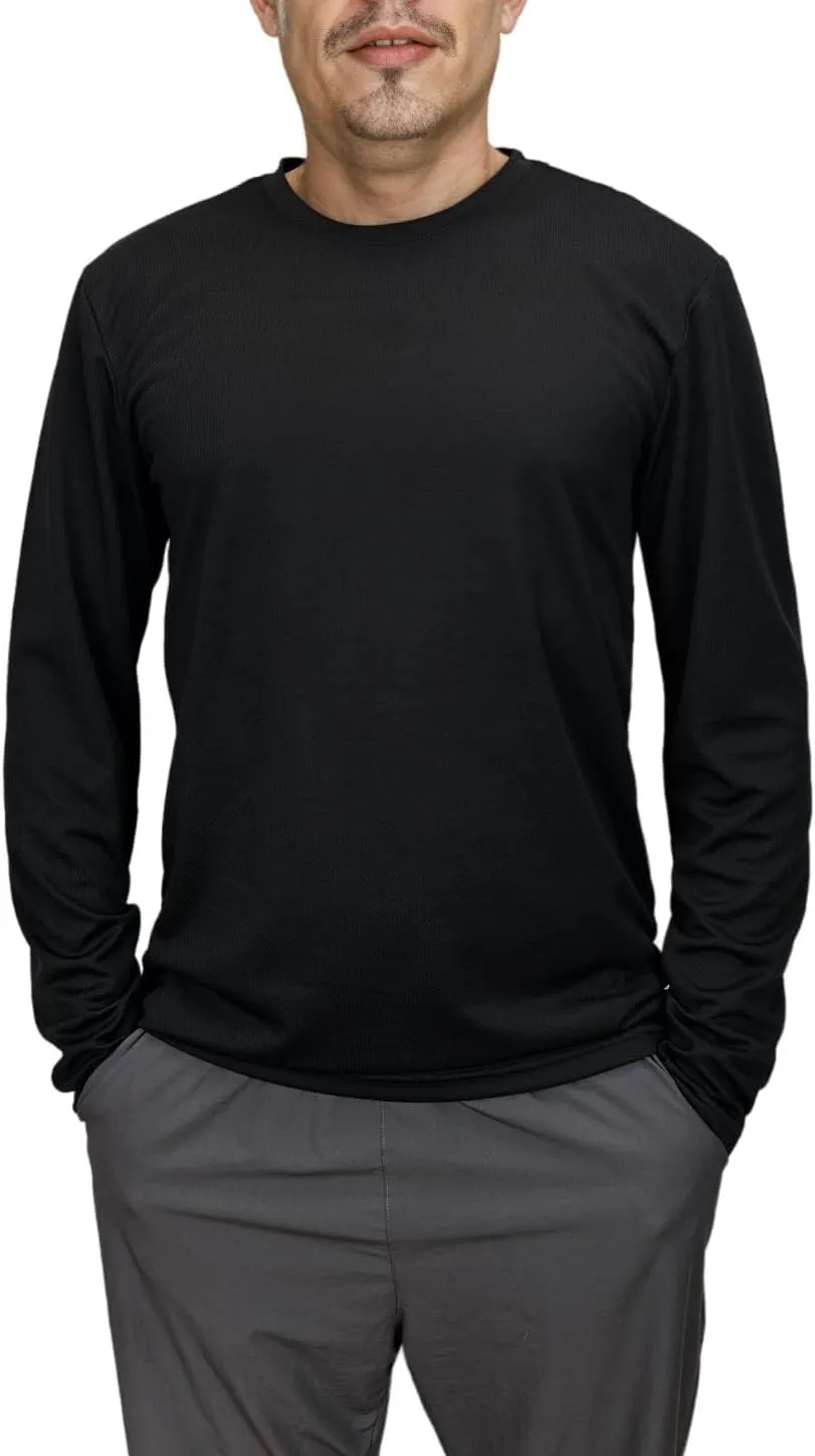 Mens Quick Dry T Shirts Long Sleeve Athletic Running Workout Sun Protective Fishing Hiking Tshirts Active Wicking Tee