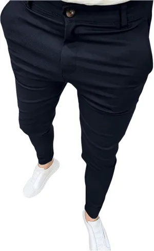 Men's Stretch Dress Pants Slim Fit Business Casual Suit Pants Work Golf Pants with Pockets