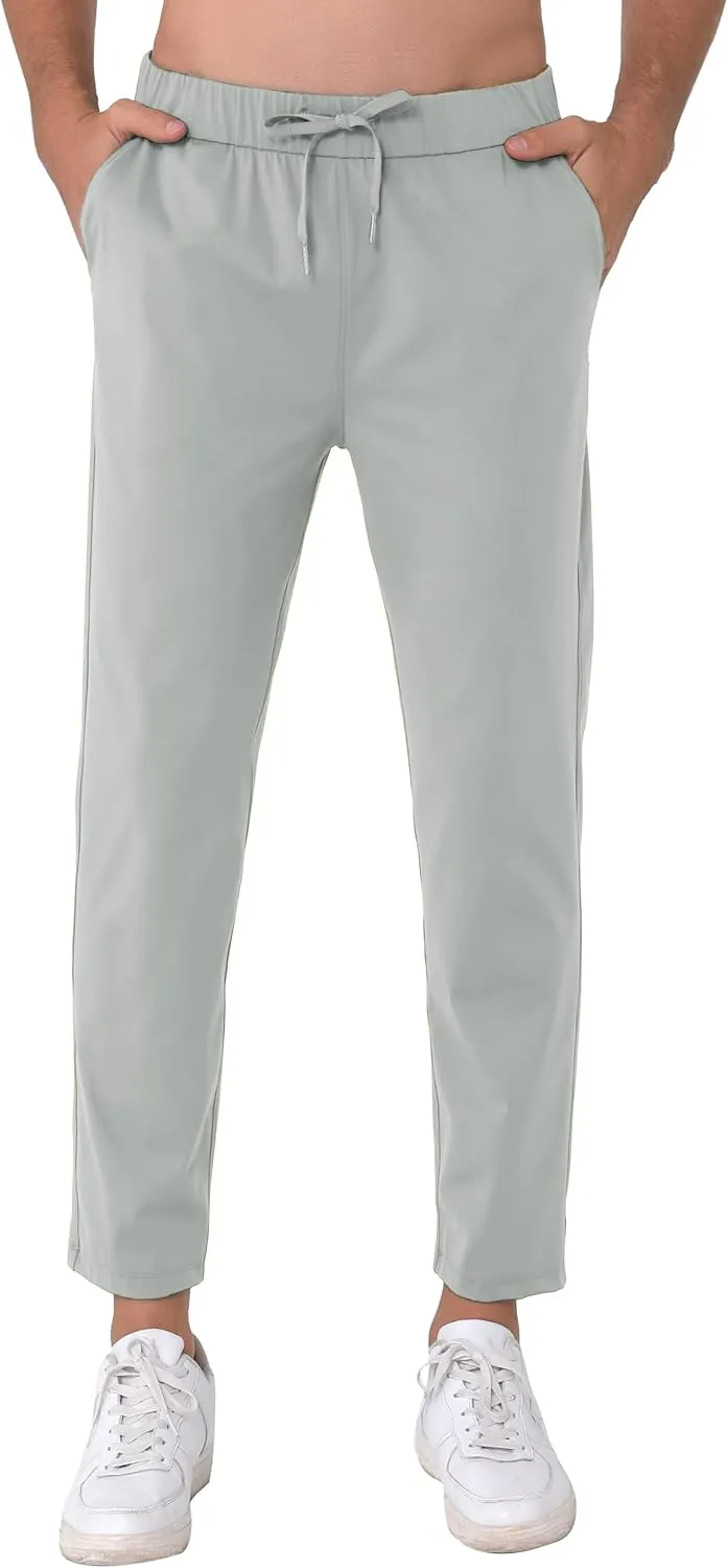Mens Stretch Travel Pants 27" Inseam Quick Dry Light Weight Sweatpants Workout Casual Joggers with Pockets