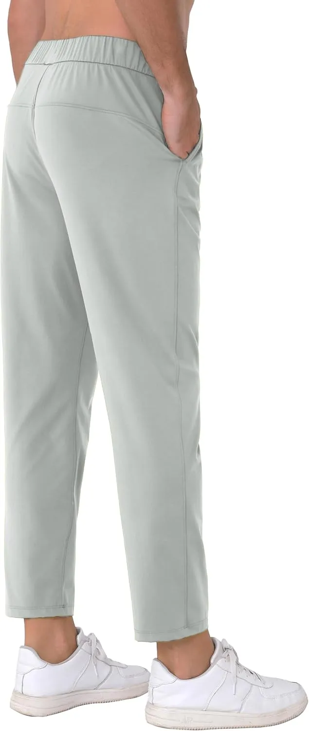 Mens Stretch Travel Pants 27" Inseam Quick Dry Light Weight Sweatpants Workout Casual Joggers with Pockets