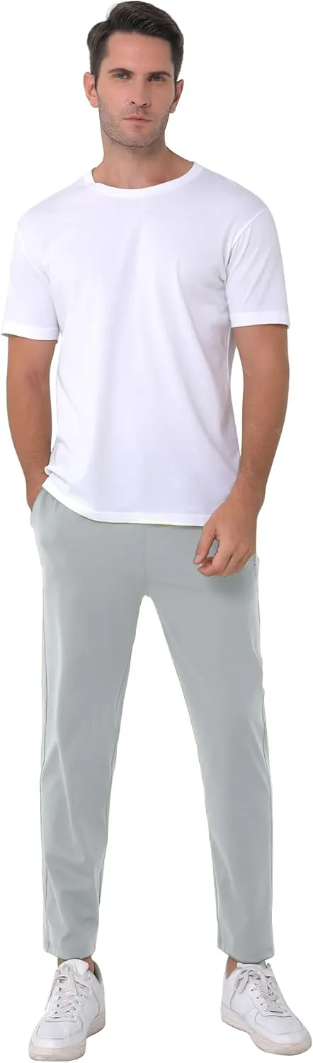 Mens Stretch Travel Pants 27" Inseam Quick Dry Light Weight Sweatpants Workout Casual Joggers with Pockets
