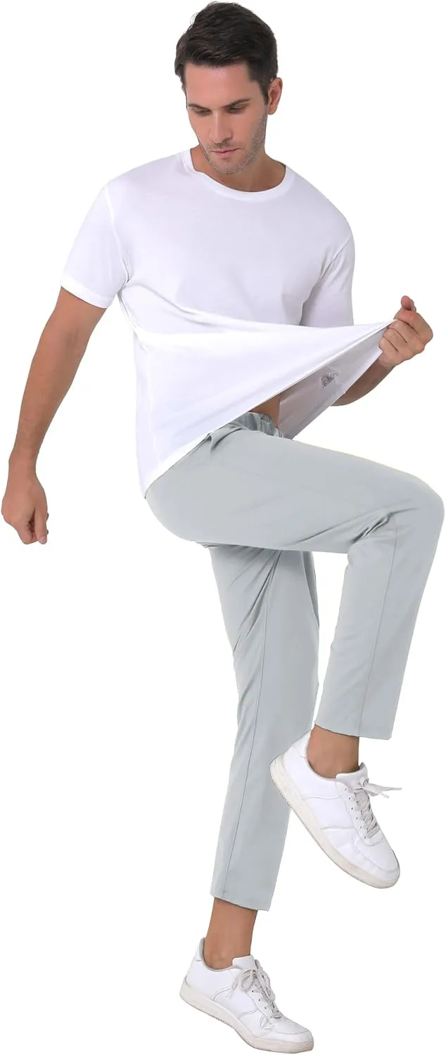 Mens Stretch Travel Pants 27" Inseam Quick Dry Light Weight Sweatpants Workout Casual Joggers with Pockets