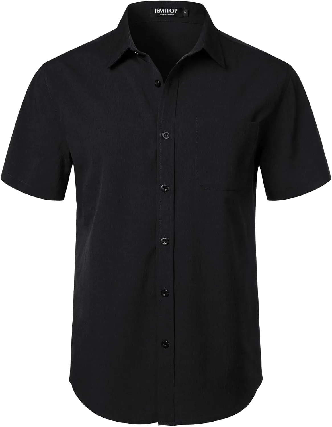 Men's Stretch Wrinkle Free Short Sleeve Texture Shirt Summer Lightweight Button Down Shirts for Beach Vacation
