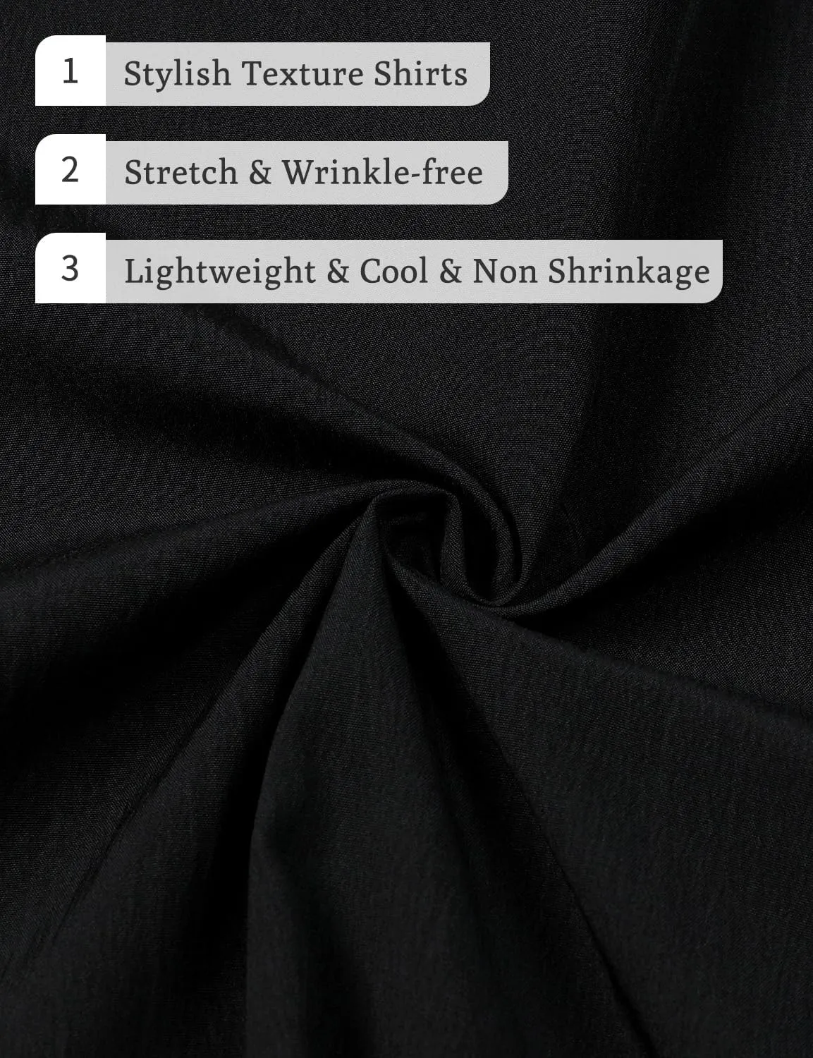 Men's Stretch Wrinkle Free Short Sleeve Texture Shirt Summer Lightweight Button Down Shirts for Beach Vacation