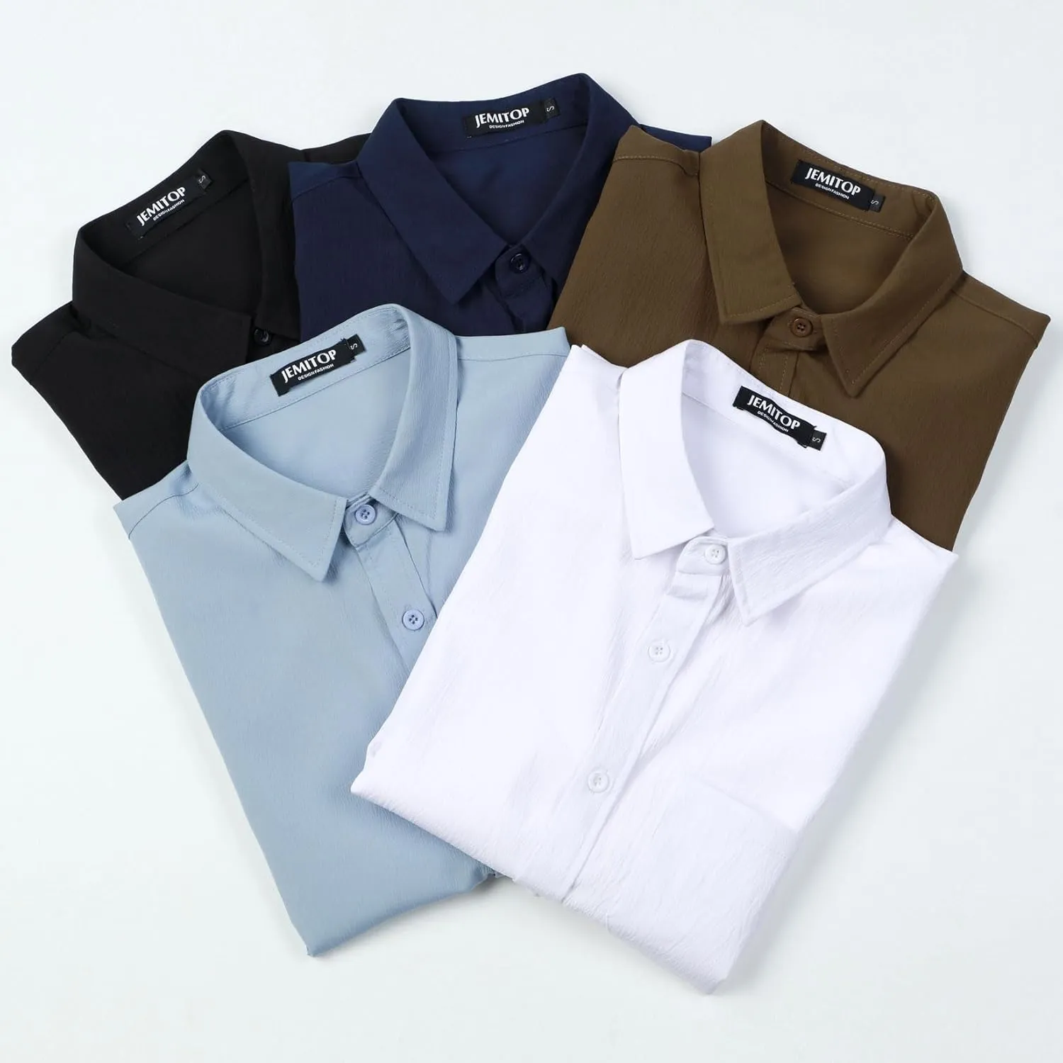 Men's Stretch Wrinkle Free Short Sleeve Texture Shirt Summer Lightweight Button Down Shirts for Beach Vacation