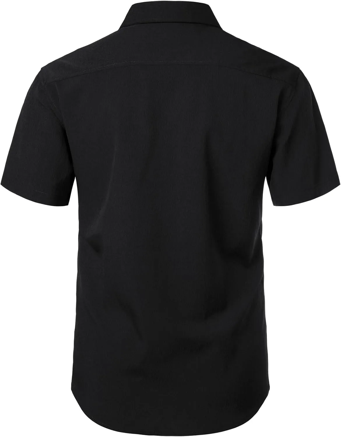 Men's Stretch Wrinkle Free Short Sleeve Texture Shirt Summer Lightweight Button Down Shirts for Beach Vacation